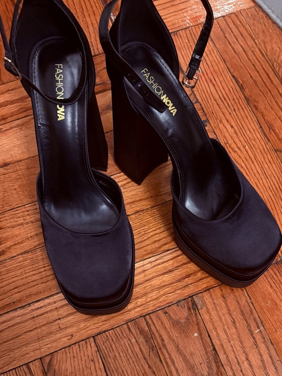 Fashion Nova Shoes - Fashion Nova Black Chunky Platform Ankle-Strap Heels